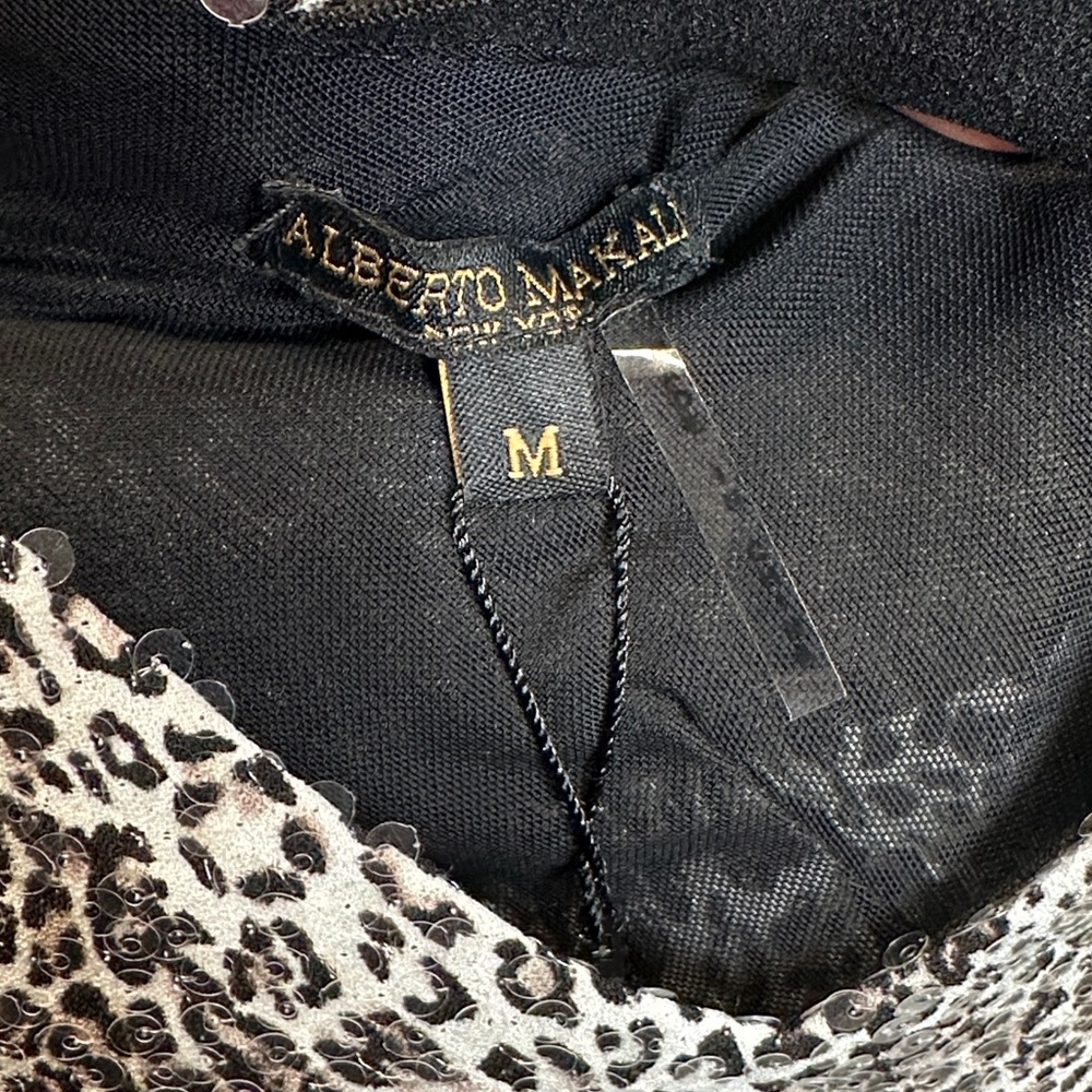 Alberto Makali women’s all over sequence, leopard print dress with double straps - Picture 4 of 17